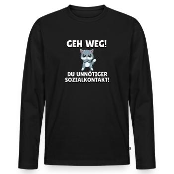 Geh weg du unnötiger Sozialkontakt - Männer Premium Bio Langarmshirt - Schwarz - Vorne - Nico (187cm)
