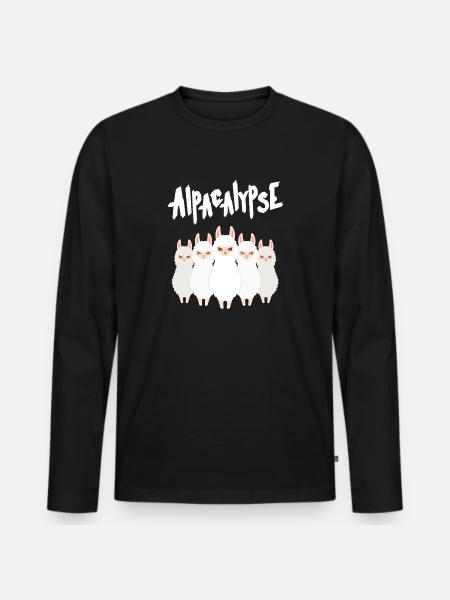 Alpacalypse Alpaca Llama Halloween - Men's Premium Organic Long Sleeve Shirt - black