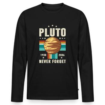 Never Forget Pluto Graphic - Men's Premium Organic Long Sleeve Shirt - black - Front - Nico (187cm)