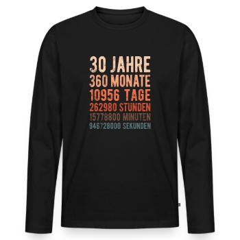 30. Geburtstag - Hochzeitstag, Jubiläum - Männer Premium Bio Langarmshirt - Schwarz - Vorne - Nico (187cm)