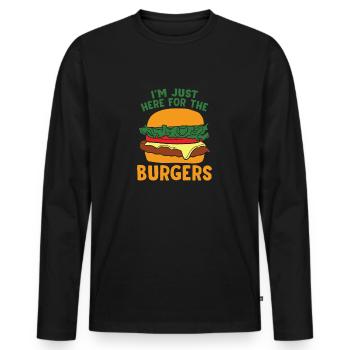 Burger Fan Fast Food Lover French Fries - Men's Premium Organic Long Sleeve Shirt - black - Front - Nico (187cm)