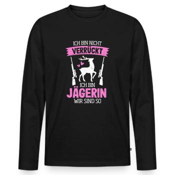 Jäger Mädchen Jagen Hirsch Jagd Jägerin - Männer Premium Bio Langarmshirt - Schwarz - Vorne - Nico (187cm)