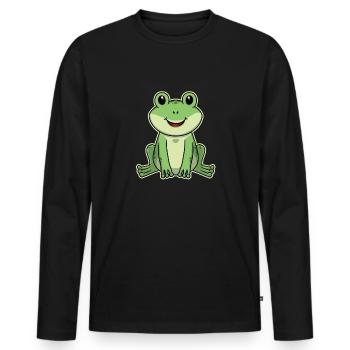 Doux animal bébé grenouille grenouille - T-shirt manches longues Premium bio Homme - noir - Devant - Nico (187cm)