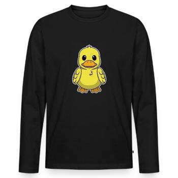 Doux animal bébé Canard jaune Canard - T-shirt manches longues Premium bio Homme - noir - Devant - Nico (187cm)