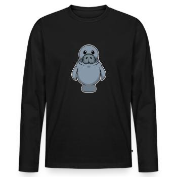 Doux animal bébé phoque phoque morse - T-shirt manches longues Premium bio Homme - noir - Devant - Nico (187cm)