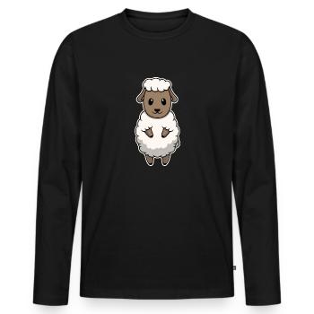 Süßes Tier Baby Schaf Schäfchen Lamm Lämmchen - Männer Premium Bio Langarmshirt - Schwarz - Vorne - Nico (187cm)
