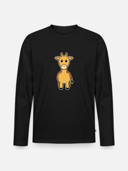Süßes Tier Baby Giraffe - Männer Premium Bio Langarmshirt - Schwarz