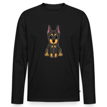 Mignon animal bébé chiens chiot doberman pinscher - T-shirt manches longues Premium bio Homme - noir - Devant - Nico (187cm)