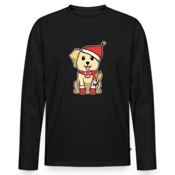 Süßes Tier Baby Hunde Welpe Golden Retriever - Männer Premium Bio Langarmshirt - Schwarz - Vorne - Nico (187cm)