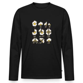 Fried egg eggs egg math fractions teacher - Men's Premium Organic Long Sleeve Shirt - black - Front - Nico (187cm)