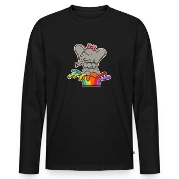 Fille d'éléphant doux sur arc-en-ciel - T-shirt manches longues Premium bio Homme - noir - Devant - Nico (187cm)