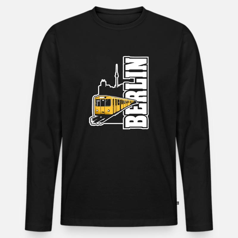 Berlin U-Bahn Color - Männer Premium Bio Langarmshirt - Schwarz