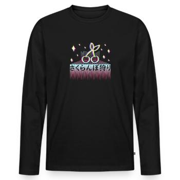 Retrowave 80's retro cherry - Men's Premium Organic Long Sleeve Shirt - black - Front - Nico (187cm)