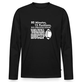 Rugby will rucken - Männer Premium Bio Langarmshirt - Schwarz - Vorne - Nico (187cm)