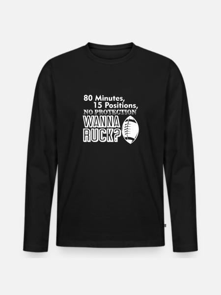 Rugby will rucken - Männer Premium Bio Langarmshirt - Schwarz