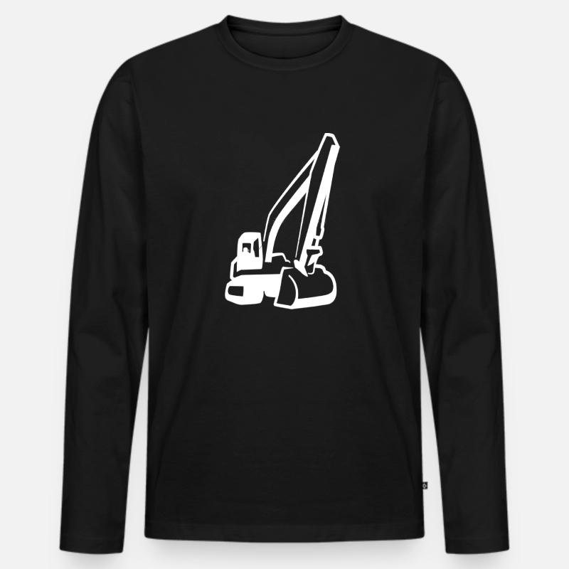 Bagger, Baumaschine, Baggerfahrer, - Männer Premium Bio Langarmshirt - Schwarz