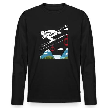 Ski skiing vacation skiing - Men's Premium Organic Long Sleeve Shirt - black - Front - Nico (187cm)