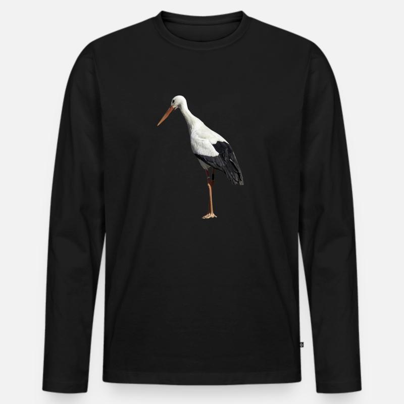 Storch - Männer Premium Bio Langarmshirt - Schwarz