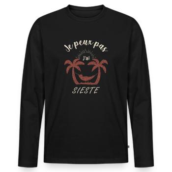 je ne peux pas j ai SIESTE cadeau noel humour - T-shirt manches longues Premium bio Homme - noir - Devant - Nico (187cm)