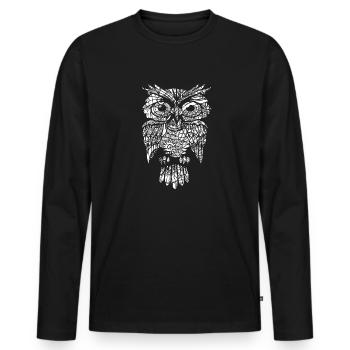 Eule Eule Blumenmuster - Männer Premium Bio Langarmshirt - Schwarz - Vorne - Nico (187cm)