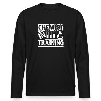 Chimiste chimiste en formation - T-shirt manches longues Premium bio Homme - noir - Devant - Nico (187cm)