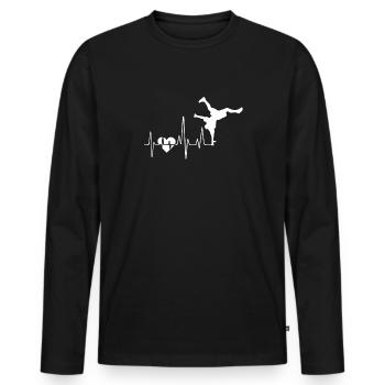 Breakdance Breakdance Herzschlag - Männer Premium Bio Langarmshirt - Schwarz - Vorne - Nico (187cm)