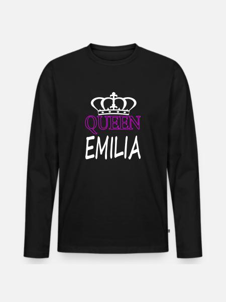 mit navn er Emilia Dronning Emilia kalder mig Emilia - Premium økologisk langærmet T-shirt til mænd - sort