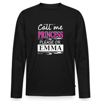 mon nom est Emma, mon nom est Emma, cadeau de nom de jeune fille - T-shirt manches longues Premium bio Homme - noir - Devant - Nico (187cm)