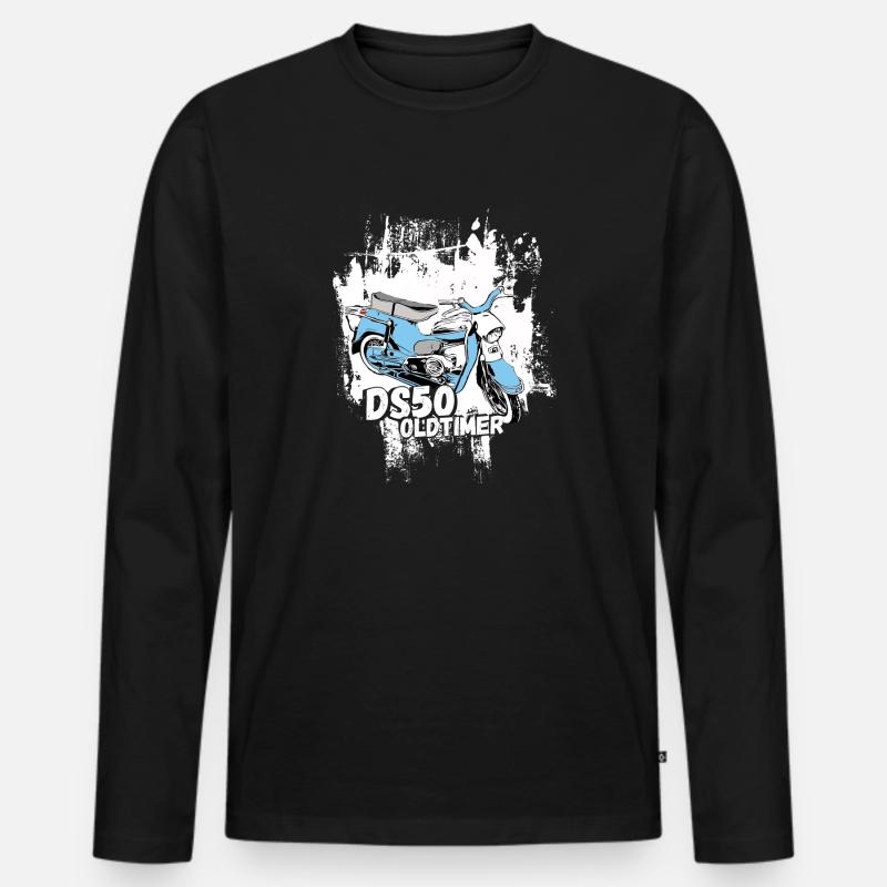 DS50 / Schwalbenfahrer / Ostalgie / Mofa Oldtimer - Männer Premium Bio Langarmshirt - Schwarz