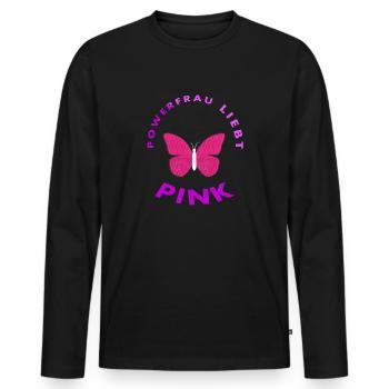Pink Farbe Powerfrau liebt Pink Spruch Geschenk - Männer Premium Bio Langarmshirt - Schwarz - Vorne - Nico (187cm)