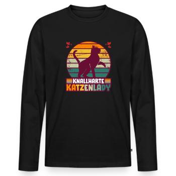 Katzenmama Katze Katzenliebhaber Knallharte Katzen - Männer Premium Bio Langarmshirt - Schwarz - Vorne - Nico (187cm)