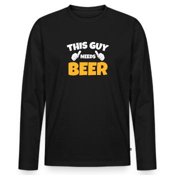 This guy needs beer, dad gift beer drinking - T-shirt manches longues Premium bio Homme - noir - Devant - Nico (187cm)