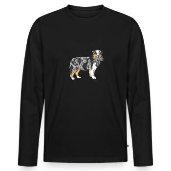 Australian Shepherd - Men's Premium Organic Long Sleeve Shirt - black - Front - Nico (187cm)