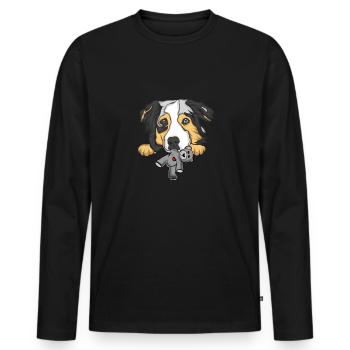 Australian Shepherd - Men's Premium Organic Long Sleeve Shirt - black - Front - Nico (187cm)