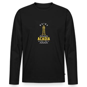 Parc national Acadia Maine - T-shirt manches longues Premium bio Homme - noir - Devant - Nico (187cm)