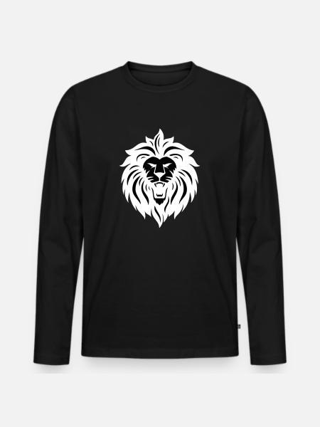 löwe - Männer Premium Bio Langarmshirt - Schwarz