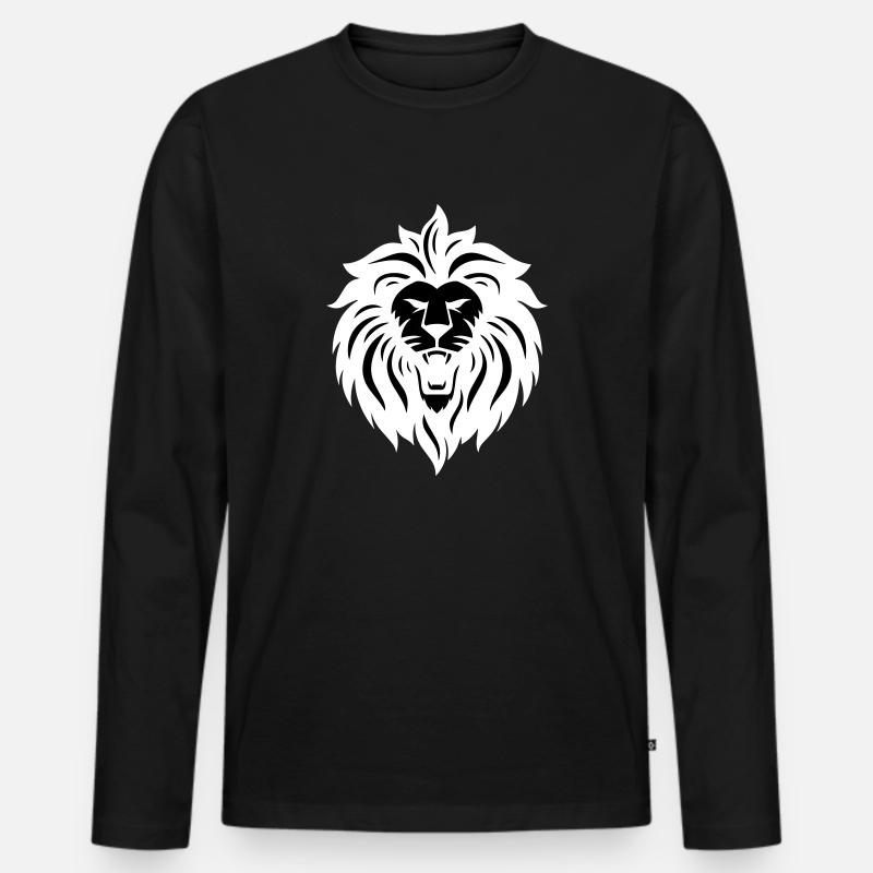 löwe - Männer Premium Bio Langarmshirt - Schwarz