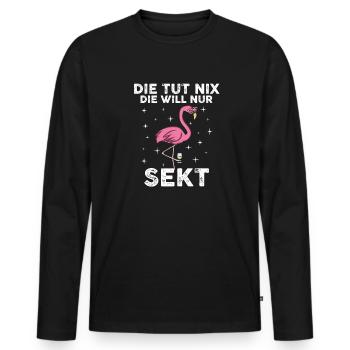 Mädelsabend Saufen Partyliebhaber Flamingo - Männer Premium Bio Langarmshirt - Schwarz - Vorne - Nico (187cm)