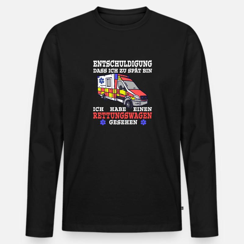 Rettungswagen Blaulicht gesehen zu spät - Männer Premium Bio Langarmshirt - Schwarz