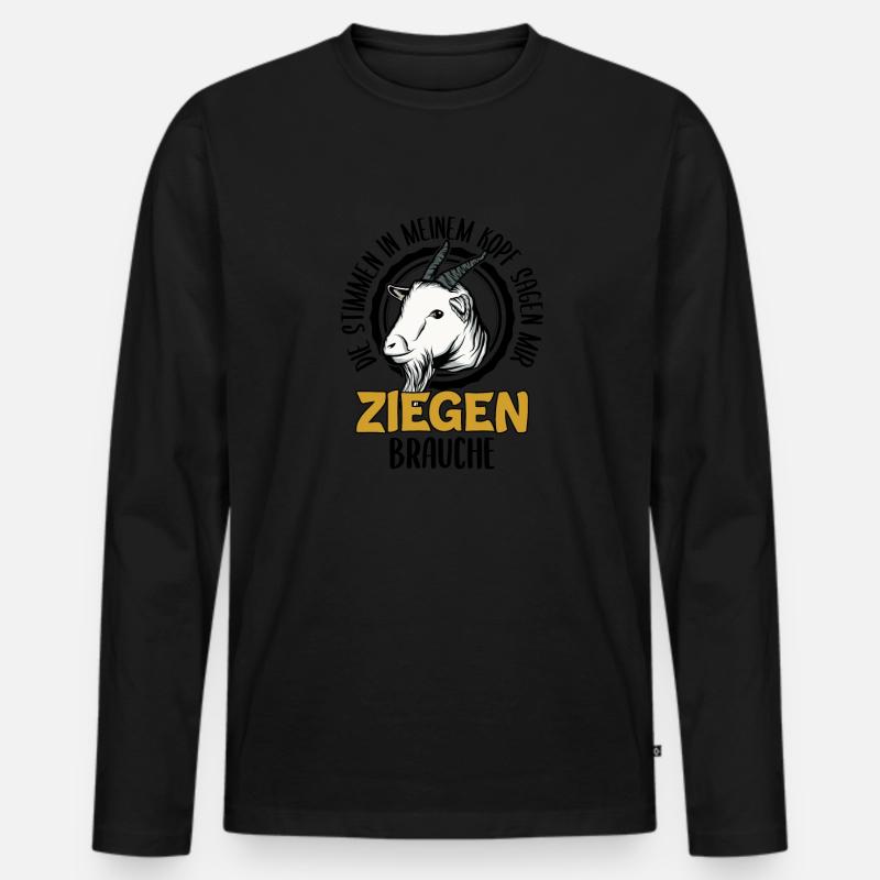Ziege - Männer Premium Bio Langarmshirt - Schwarz