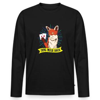 Schafkopf Skat Kartenspiel | Doppelkopf - Männer Premium Bio Langarmshirt - Schwarz - Vorne - Nico (187cm)