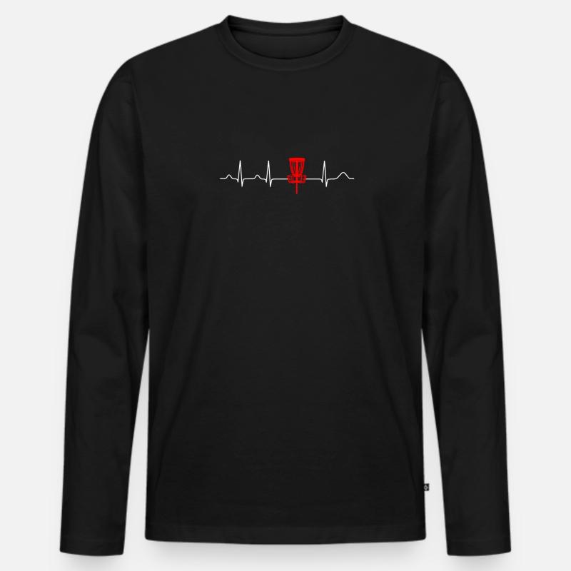 Disc Golf EKG Herzschlag - Männer Premium Bio Langarmshirt - Schwarz