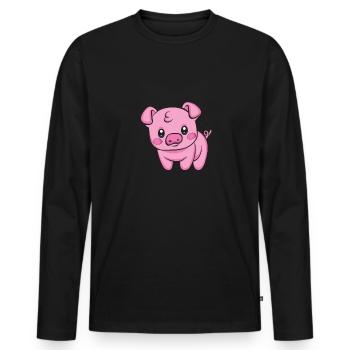 Domestic pig Wild boar farmer farm | Pig - Men's Premium Organic Long Sleeve Shirt - black - Front - Nico (187cm)