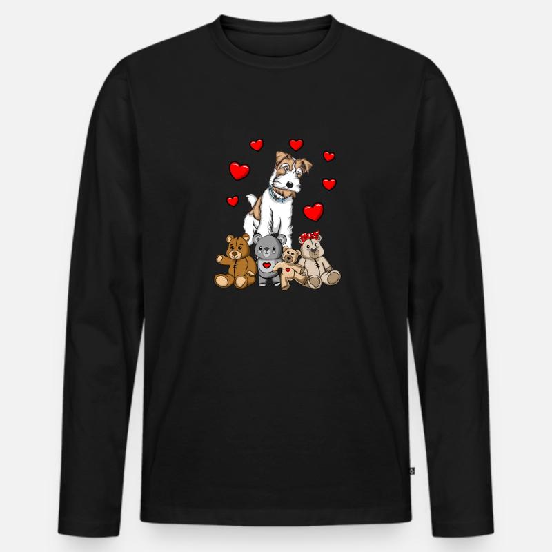 Drahthaar Foxterrier Glatthaar Foxterrier - Männer Premium Bio Langarmshirt - Schwarz