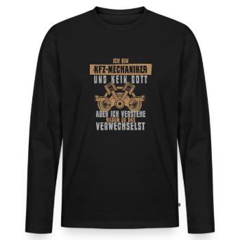 Werkstatt Schrauber Gott Design für KFZ-Mechaniker - Männer Premium Bio Langarmshirt - Schwarz - Vorne - Nico (187cm)