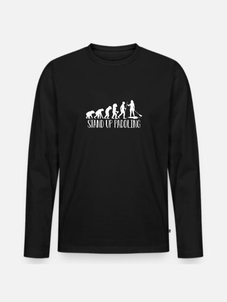 Stand Up Paddling Paddle Board SUP Board Evolution - Men's Premium Organic Long Sleeve Shirt - black