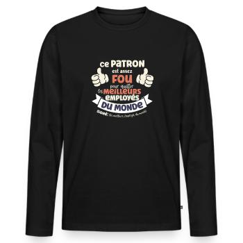 Humour Départ patron, bonne Retraite homme Humour - T-shirt manches longues Premium bio Homme - noir - Devant - Nico (187cm)
