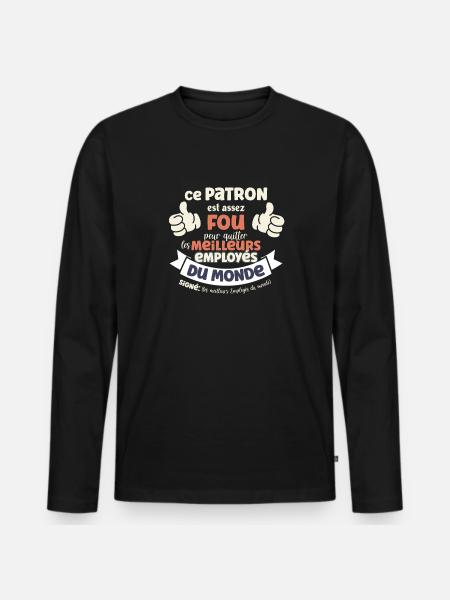Humour Départ patron, bonne Retraite homme Humour - T-shirt manches longues Premium bio Homme - noir