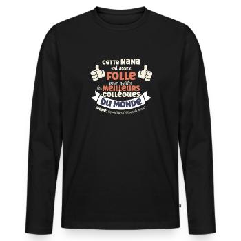 Idée Départ Collègue Humour pour Femme - T-shirt manches longues Premium bio Homme - noir - Devant - Nico (187cm)