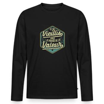 Je Vieilli pas humour homme Drôle Papa - T-shirt manches longues Premium bio Homme - noir - Devant - Nico (187cm)